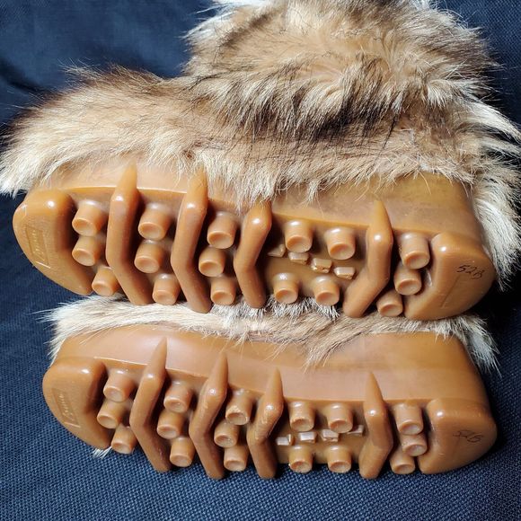 Vintage Genuine Goat Hair Fur Boots Super Shaggy YETI LAMA Cleated Rubber Size 6 - Picture 11 of 16